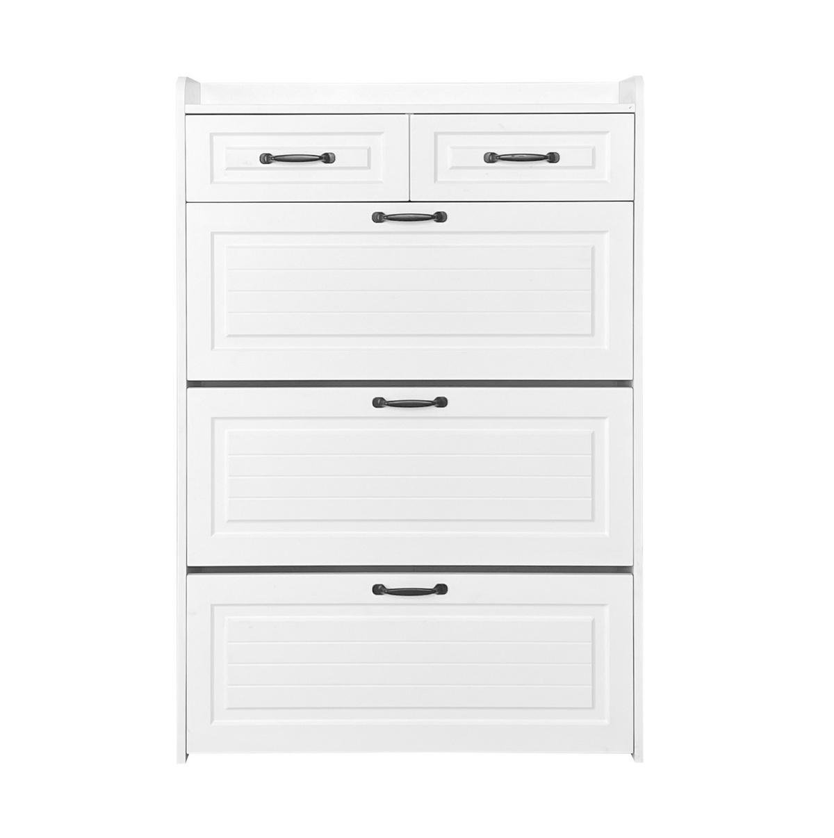 SCHUHSCHRANK mit 3 Klappen und 2 Schubladen 80 x 23,5 x 131 cm Weiß - Weiß, Holzwerkstoff (23.5/131/80cm) - Beauniv