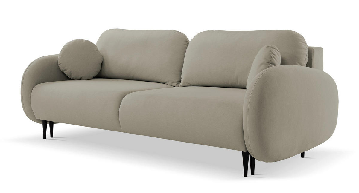 SCHLAFSOFA Bafra Beige Velours - Beige/Schwarz, Holz/Textil (232/92/102cm) - Selsey