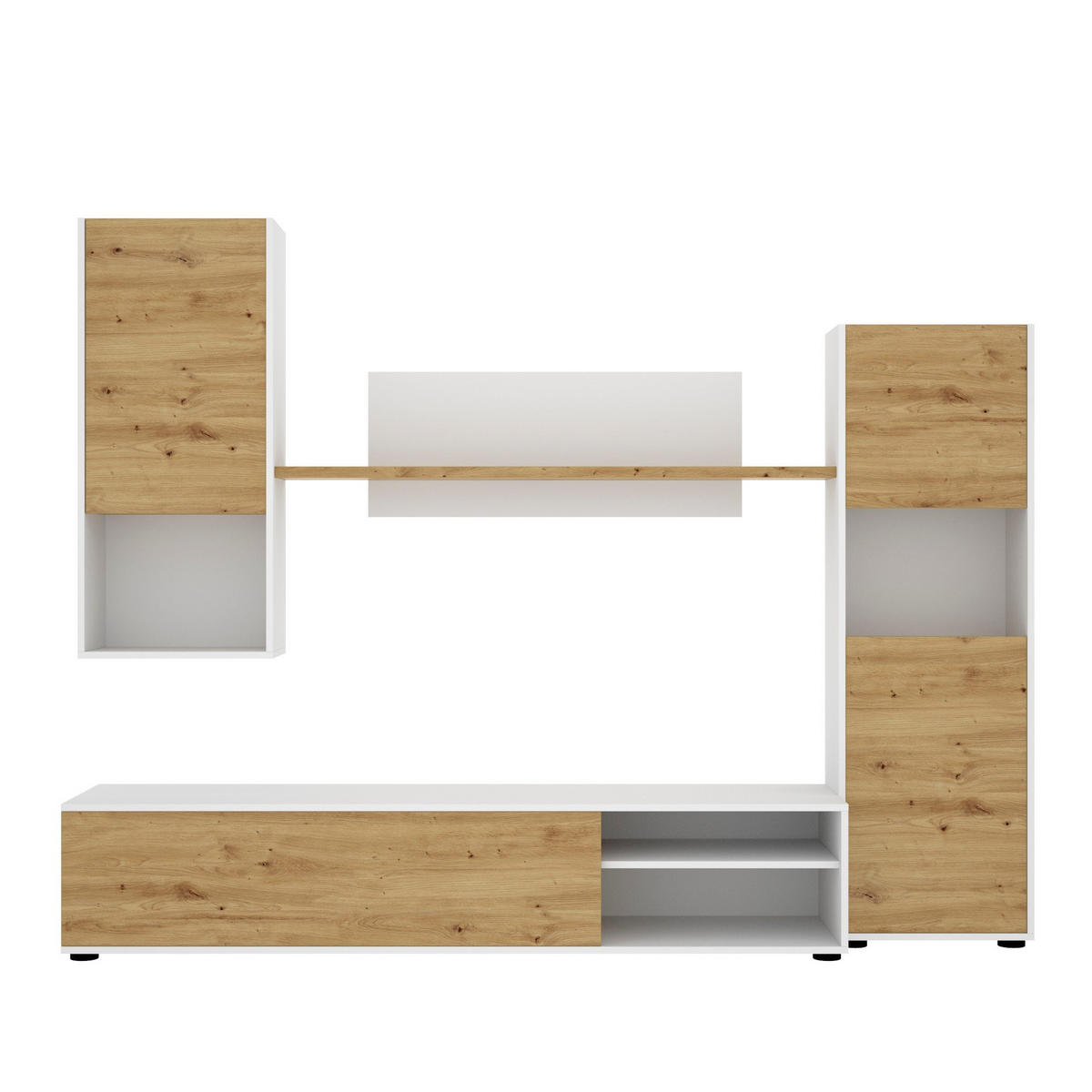 WOHNWAND Holz-Effekt Geknotete Eiche, Weiß 41x220h180 - Braun, Holzwerkstoff (220/180/41cm) - DMORA