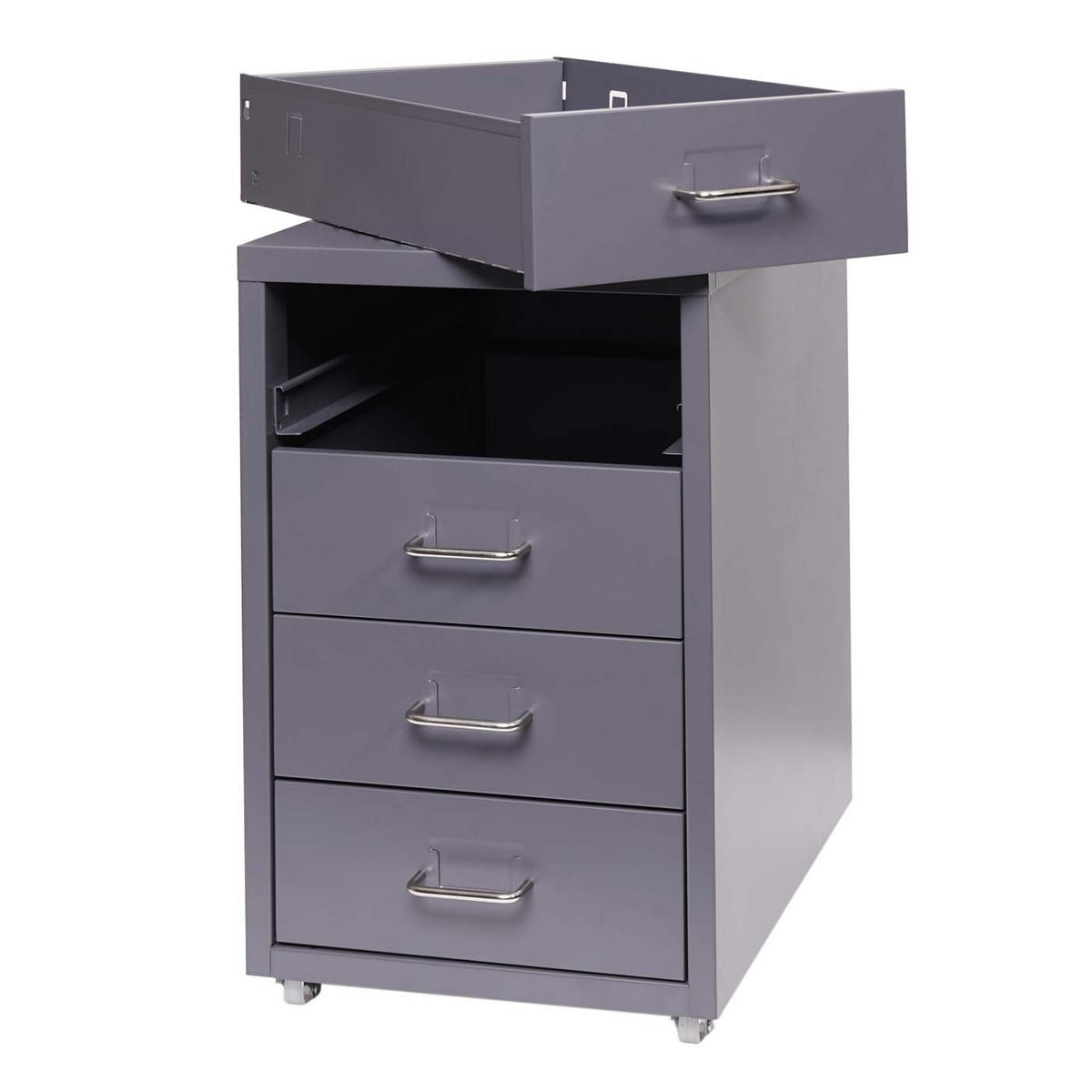 ROLLCONTAINER Housten 48x28x41cm 4 Schubladen Dunkelgrau - Dunkelgrau, Metall (28/48/41cm) - PROREGAL