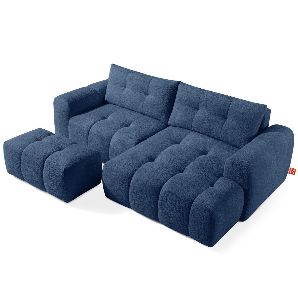 ECKSOFA RECHTS RAVIA, Bouclé, Marineblau - Dunkelblau, Holz/Textil (256/104cm) - KONSIMO®