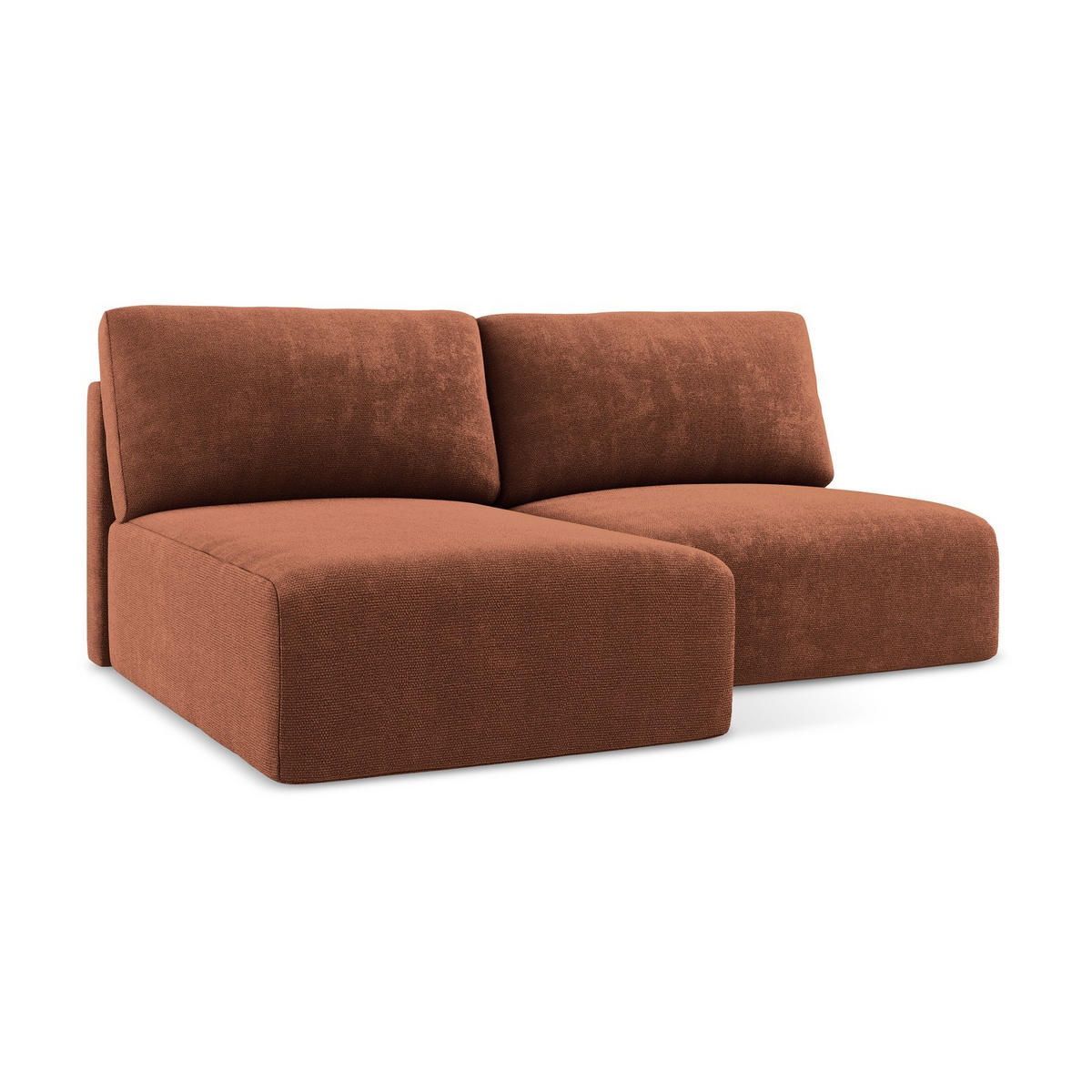 ECKSOFA mit Schlaffunktion links Chenille Stoff Orange - Terracotta/Schwarz, Kunststoff/Textil (149/210cm) - LaMiaSofa