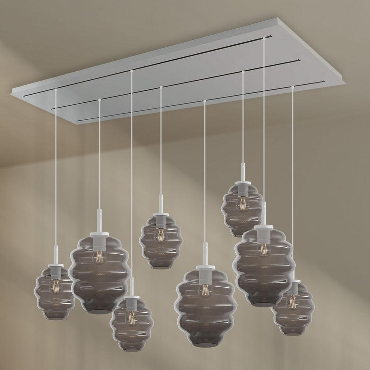 HÄNGELEUCHTE Echos 8-flammig Braun Ø 18/25cm - Schwarz/Braun, Glas (18/18/20cm) - s.luce