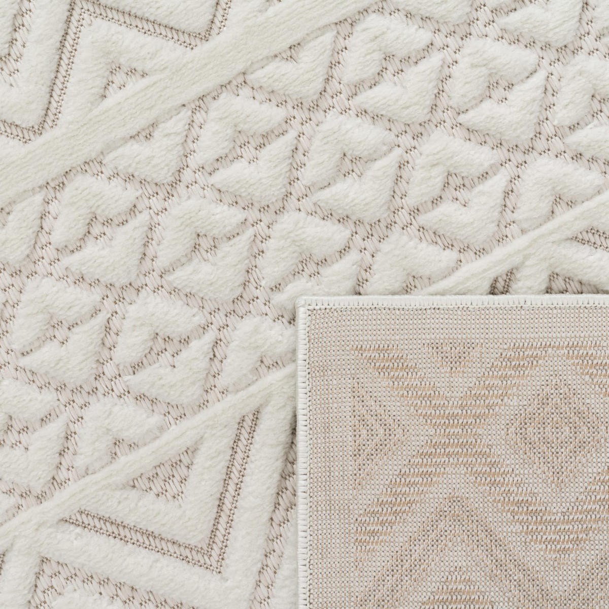 TEPPICH Kurzflor Struktur Wohnzimmer schmutzabweisend Creme Rund 160D - Beige, Textil (160/160cm) - KADIMA DESIGN