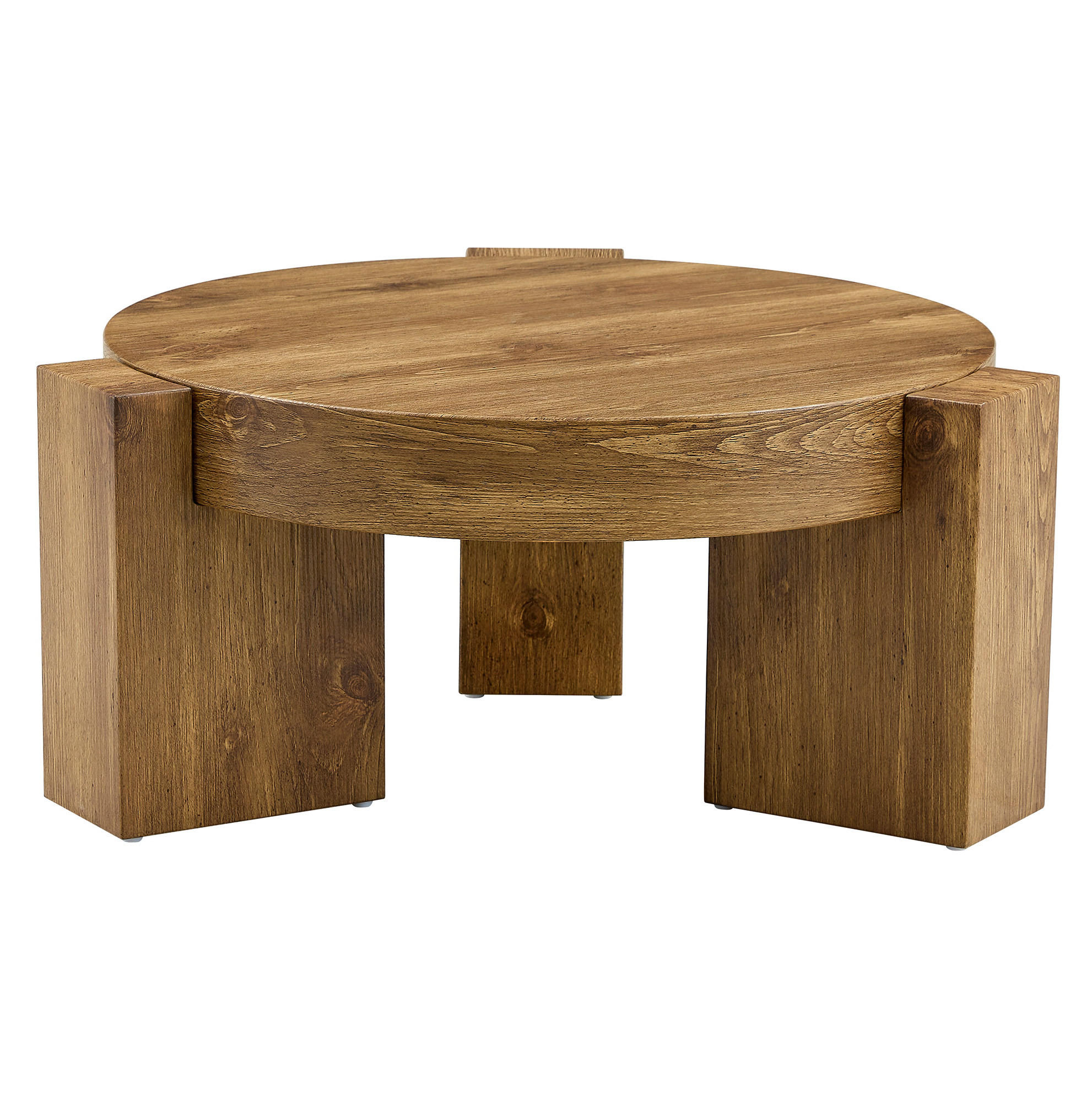 KONFERENČNÍ stolek, MDF/ sklo, hnědý dekor dřeva, 61/44 cm, 2v1 - přírodní, kompozitní dřevo (61/61/36cm) - BEAOK