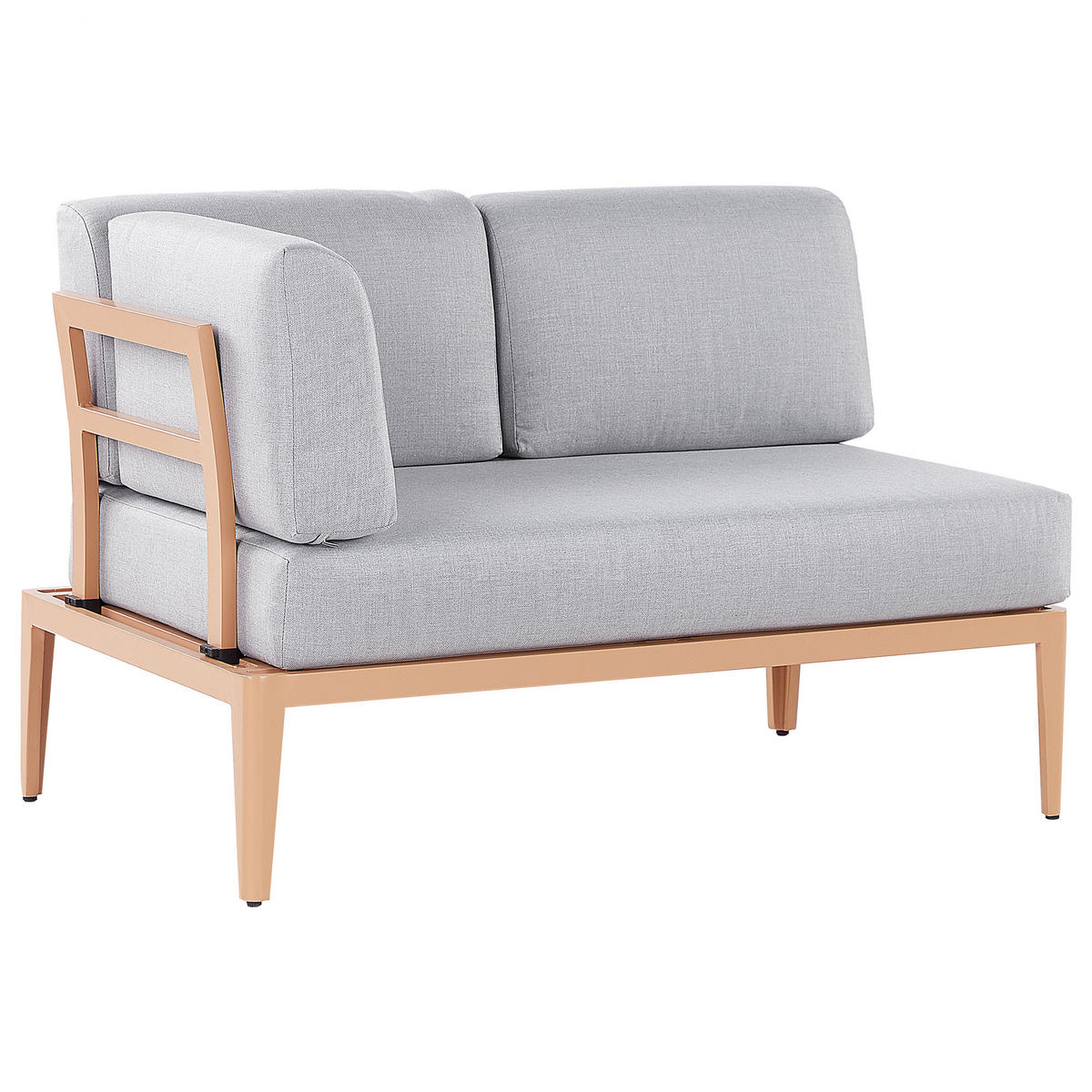 LOUNGE SET 6-Sitzer hellbraun rechtsseitig modular Auflagen hellgrau Rima III - Hellbraun, Metall - Beliani