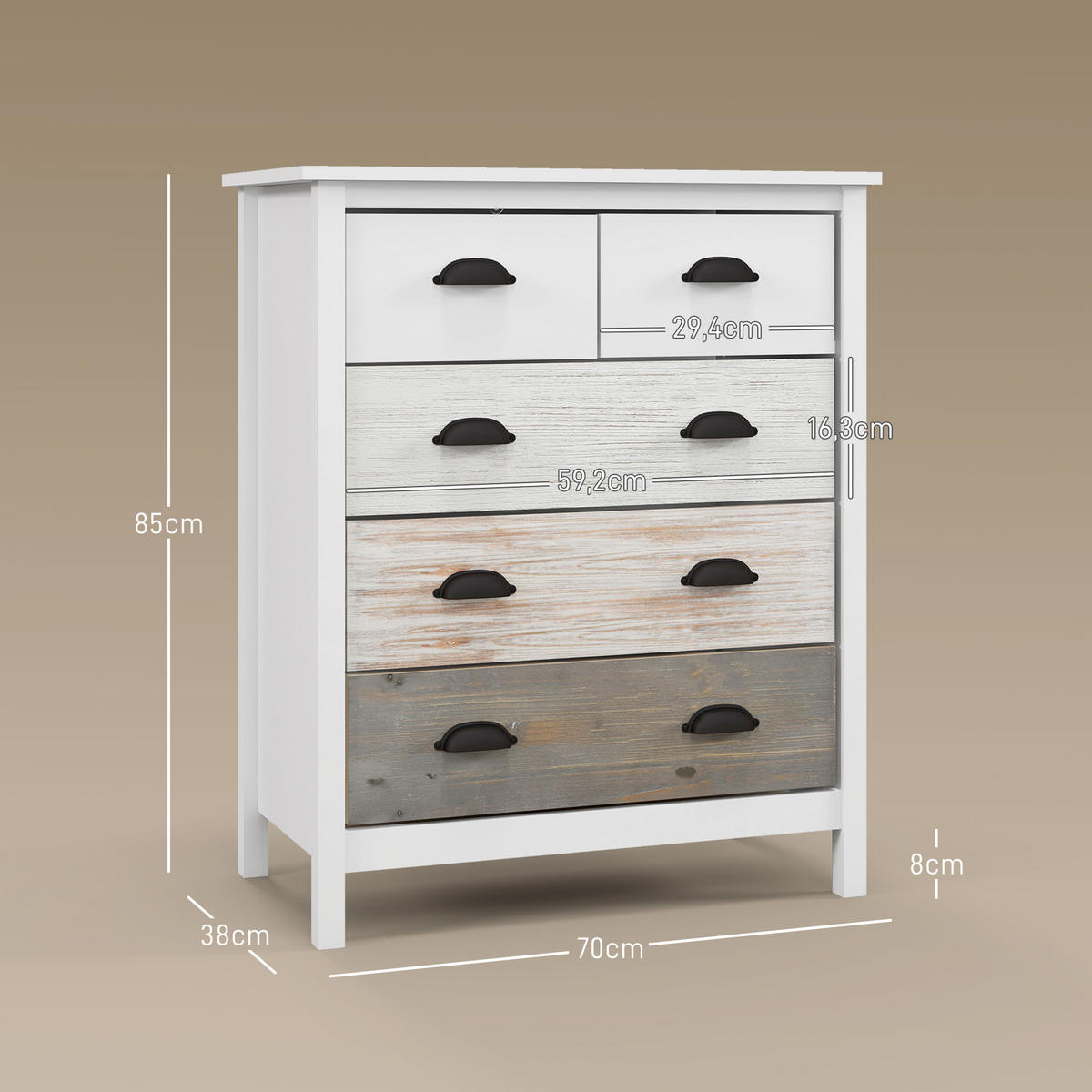 AUFBEWAHRUNGSSCHRANK, MDF, Weiß, 70 x 38 x 85 cm - Weiß, Metall (38/85/70cm) - HOMCOM
