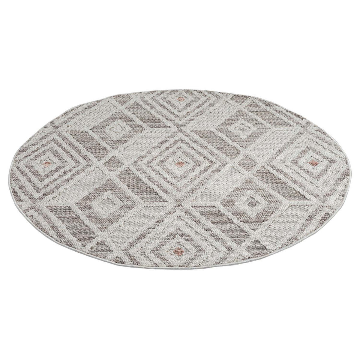 KURZFLOR-TEPPICH Lindo 8875 Terra 200x200 cm Rund - Beige, Textil (200/200cm) - carpet city