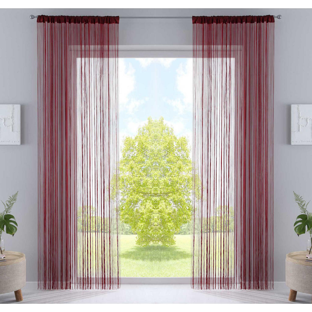 Thumbnail - Gardinenbox Fadengardine, Bordeaux, Textil, 140x250 cm, Oeko-Tex® Standard 100, Wohntextilien, Gardinen & Vorhänge, Fert...
