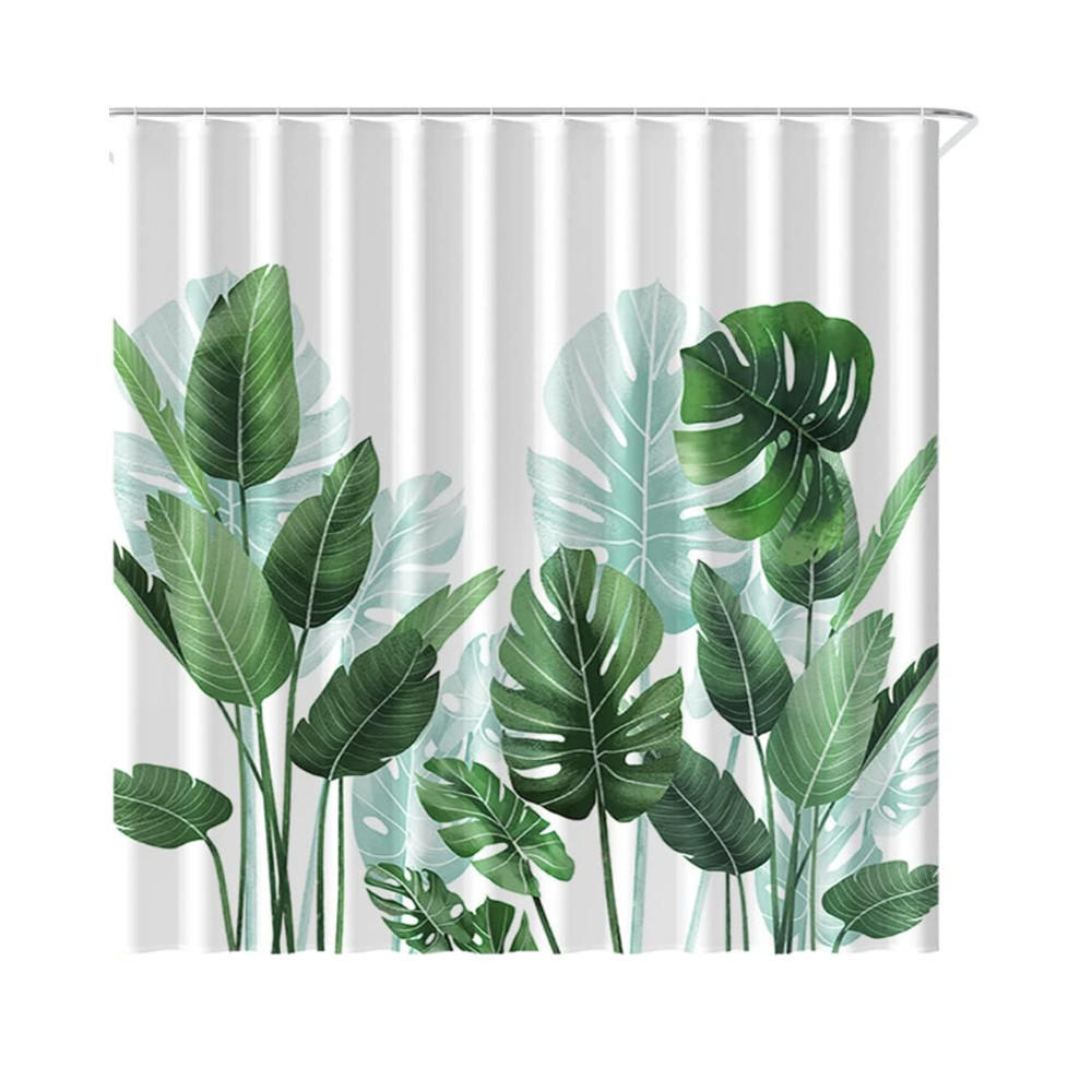 DUSCHVORHANG Polyester schimmelresistent mit Ringen - Grün, Textil (200/180cm) - MCBOSON