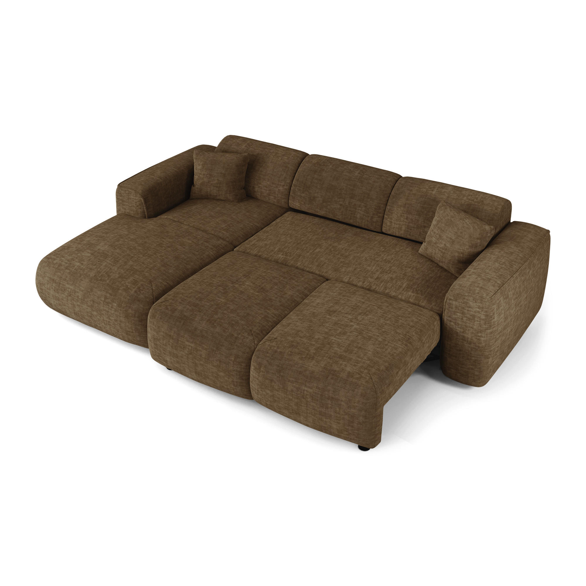 ECKSCHLAFSOFA Texturierter Samt Espresso-Braun 283cm - Braun, Textil (283/180cm) - Sia Home