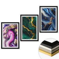 WANDBILDER 3er-Set - 40x60 cm Schwarzer Rahmen - Abstrakte rosagrüne Muster - Schwarz, Kunststoff (40/60cm) - ArtPrintCave