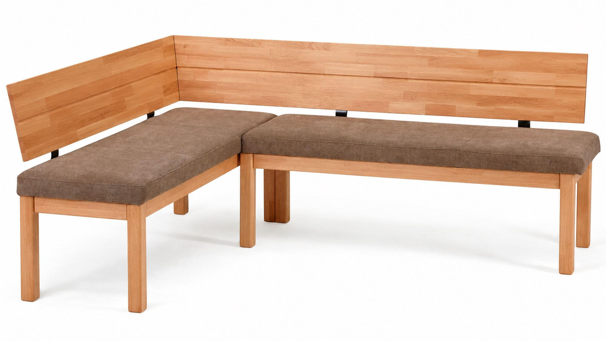 ECKBANK Danny 1 für 5 Personen Massivholz + Microfaser Kernbuche/Braun - Kernbuche/Braun, Holz (155/194cm) - 58aufmkessel