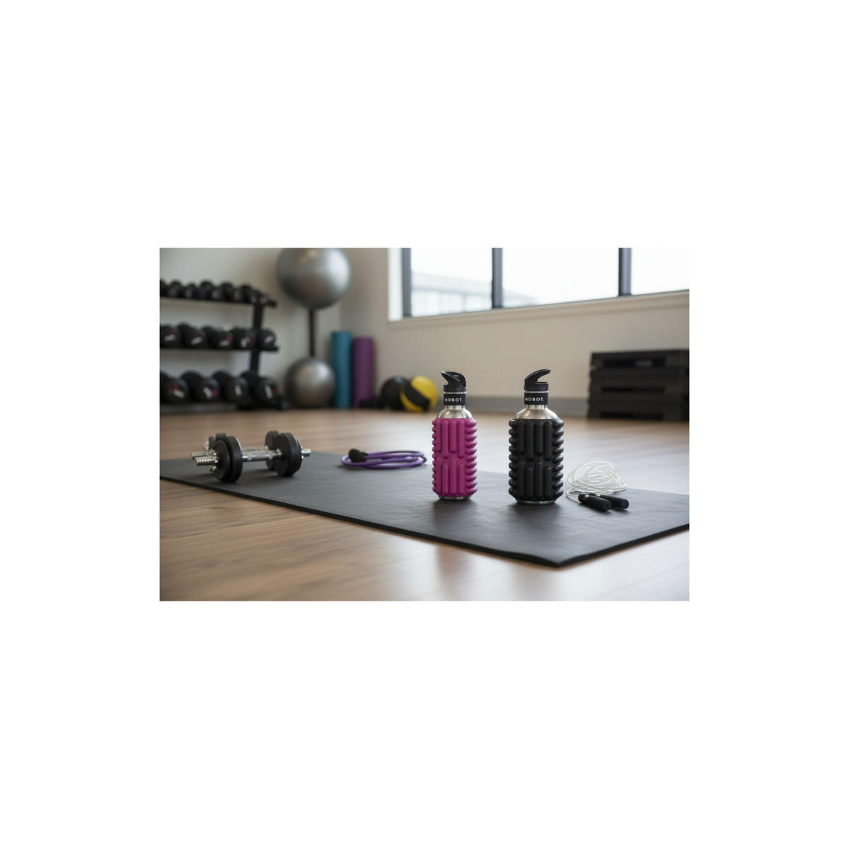 SPORTFLASCHE - Funktion 2 in 1 Massageroller - Blau - Blau, Metall (1.2L) - Mobot