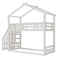 HOCHBETT aus Massivholz 90x200 cm Weiß mit Sicherheitstreppe & Stauraum - Weiß, Holz (90/200cm) - Modfu