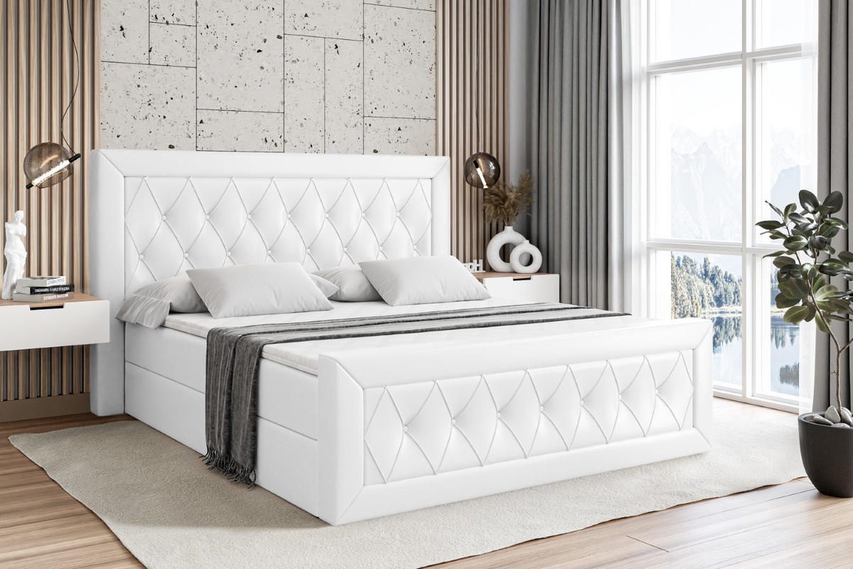 BOXBETT NOEL-Z - 120 x 200 - H3 - Weiß Hochglanz - Weiß Hochglanz, Holzwerkstoff (120/200cm) - ALTDECOR