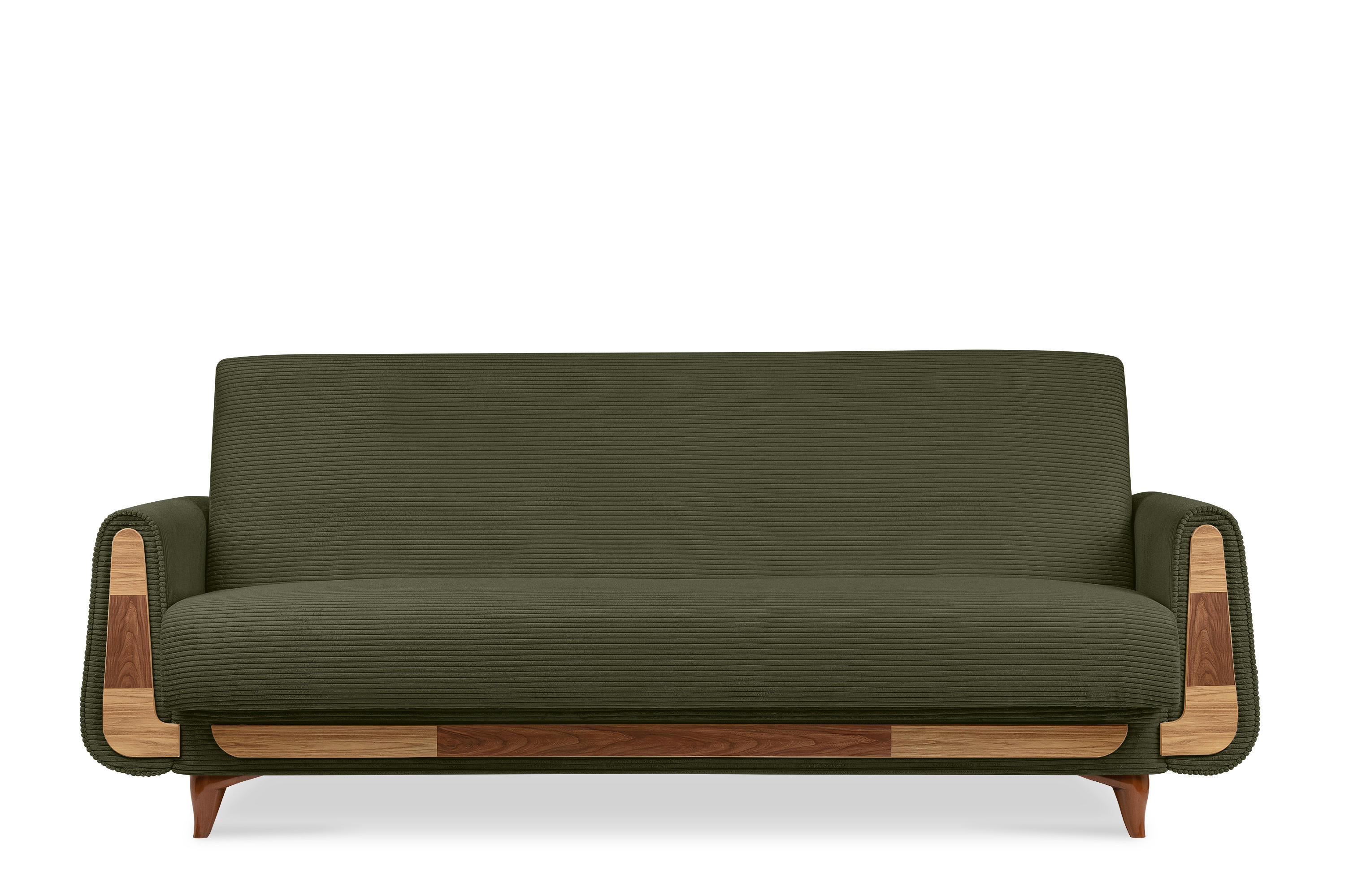 3-SITZER-SCHLAFSOFA GUSTAVO II mit Armlehnen, Olive - Olivgrün, Holz/Holzwerkstoff (230/98/98cm) - KONSIMO®