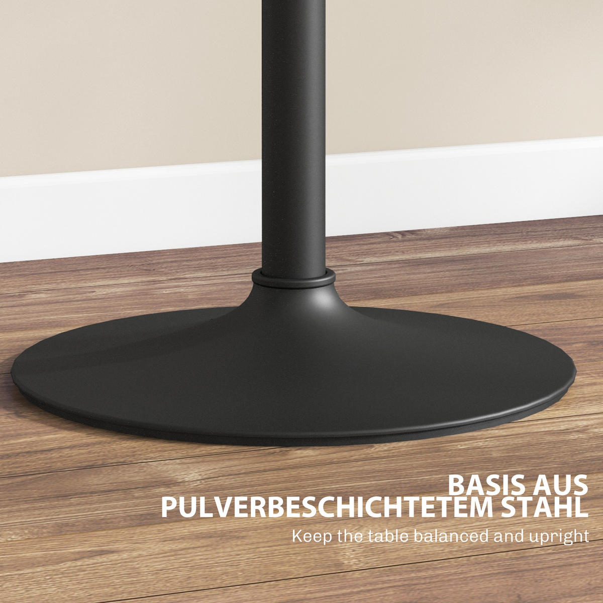 BARTISCH Stehtisch Runder Esstisch für 2 Personen, Schwarz, Ø60 x 68-93,5cm - Schwarz, Holzwerkstoff (60/93.5/60cm) - HOMCOM