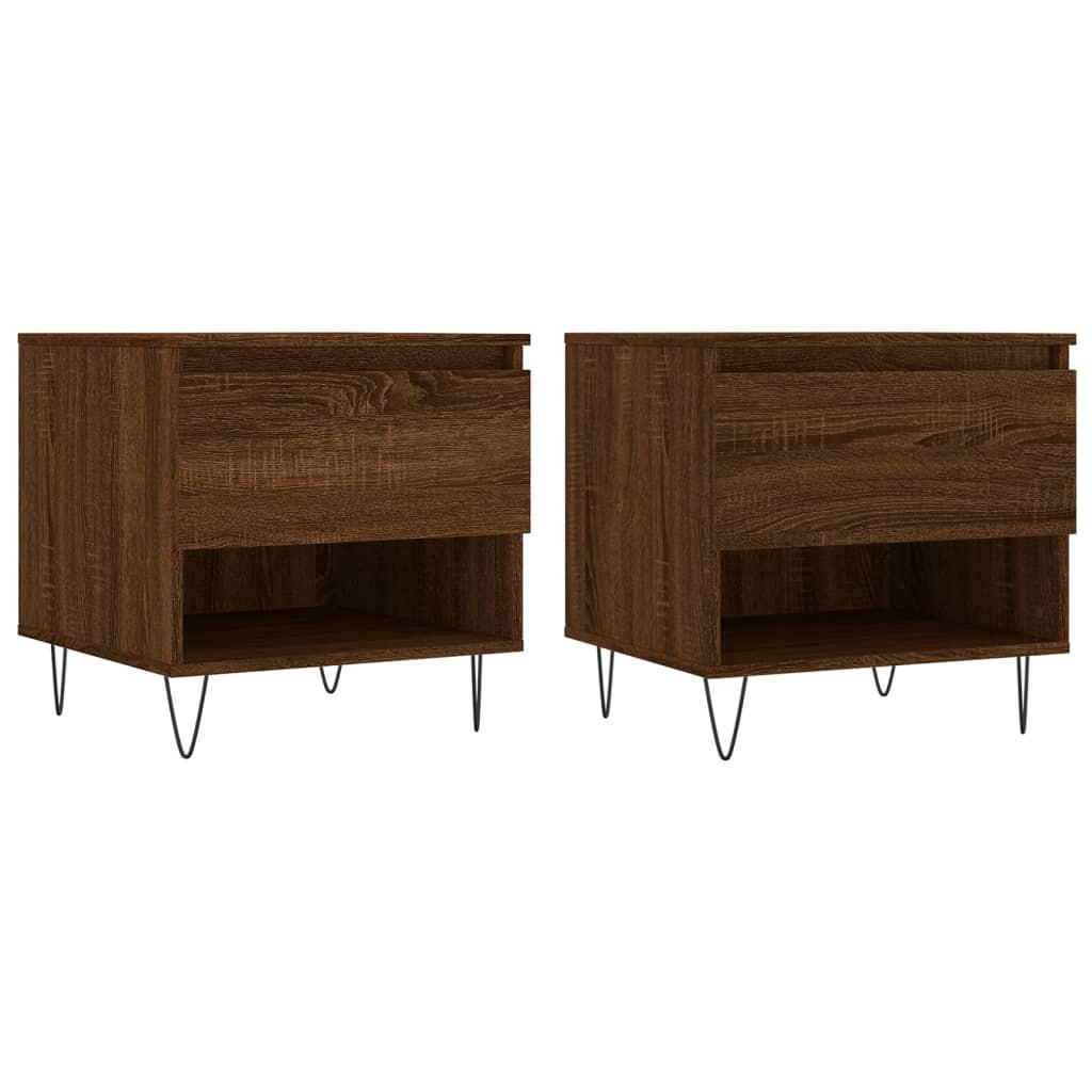COUCHTISCHE 2 Stk. Braun Eichen-Optik 50x46x50 cm Holzwerkstoff - Braun, Holzwerkstoff (50/50/46cm) - furnicato