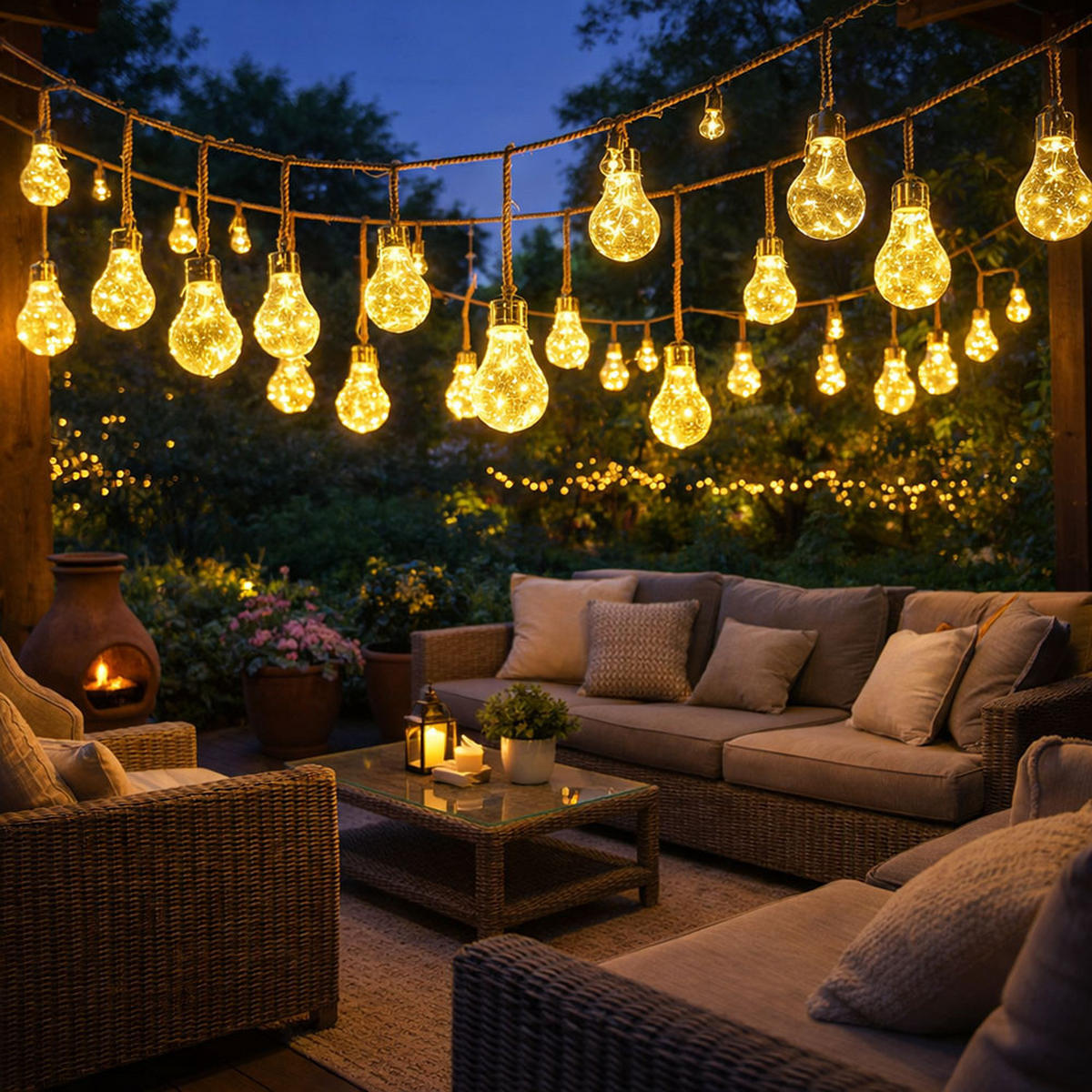 LED AUSSENLEUCHTE Solar Lichterkette Braun Hanfseil - Braun, Kunststoff (570/6/10.6cm) - Globo Lighting