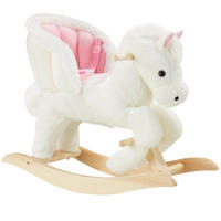 SCHAUKELPFERD ,massive Holzkufen, ab 18 Monaten geeignet,rosa/weiß - Pink/Weiß, Textil (30/56/69.5cm) - tectake