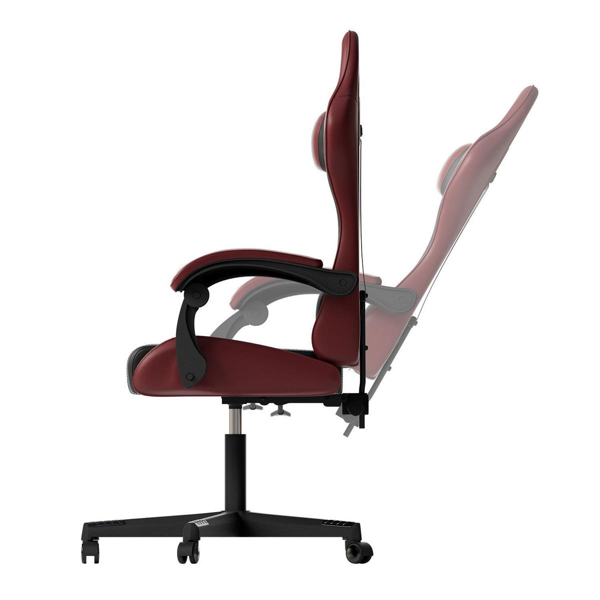 GAMINGSTUHL HyperSeat bordeaux/schwarz - Bordeaux, Kunststoff (63/131/121cm) - Juskys