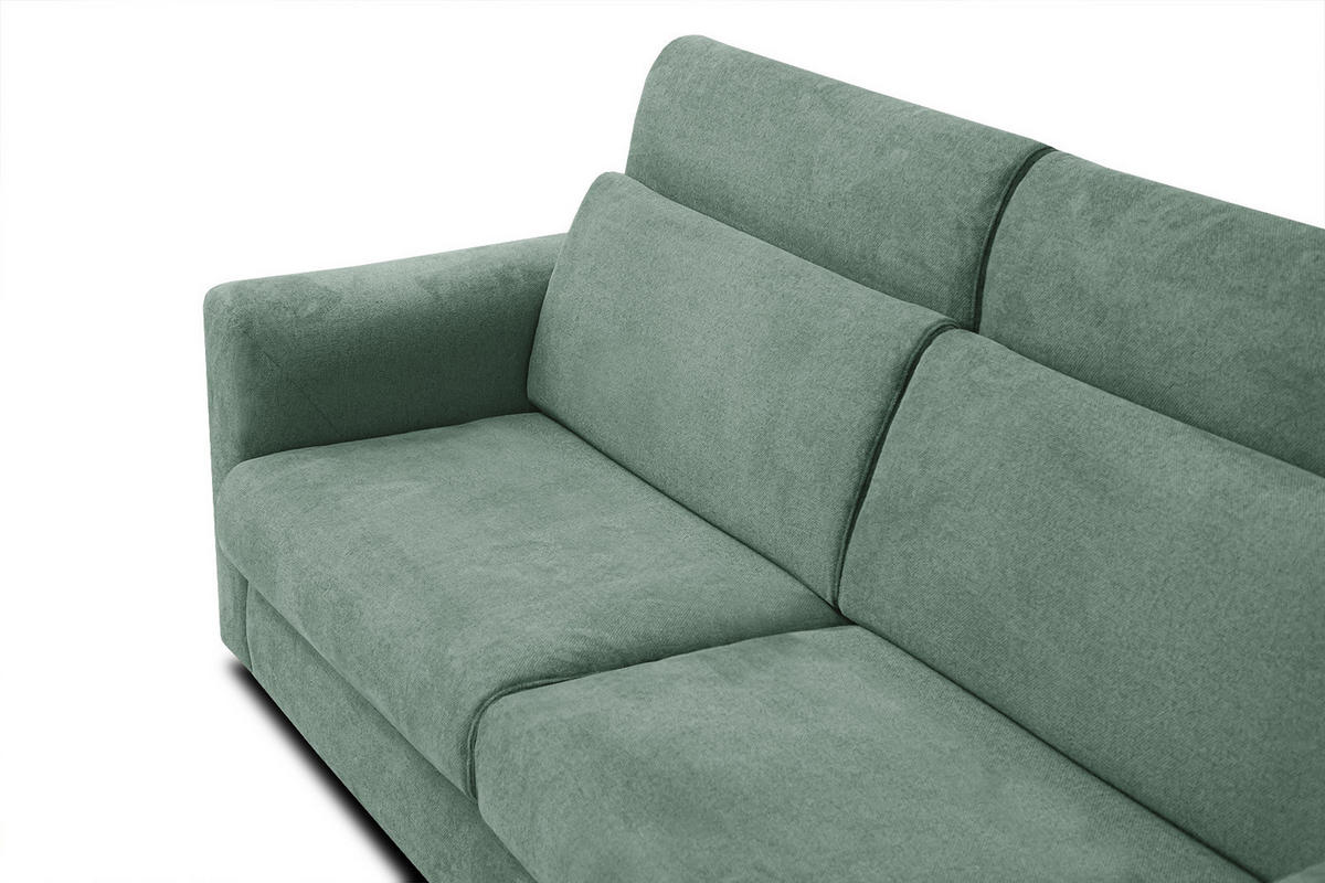 SOFA MEZO 3-Sitzer mit Schlaffunktion, grün - Schwarz/Grün, Holz/Textil (232/90/107cm) - Courtois Laville