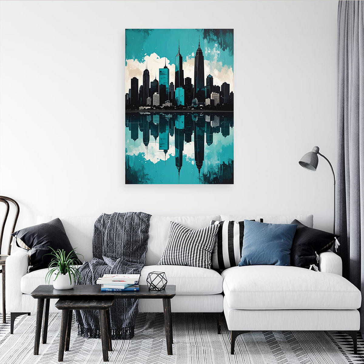 LEINWANDBILD Städte & Architektur 40x60cm - Türkis, Textil (40/60cm) - Feeby