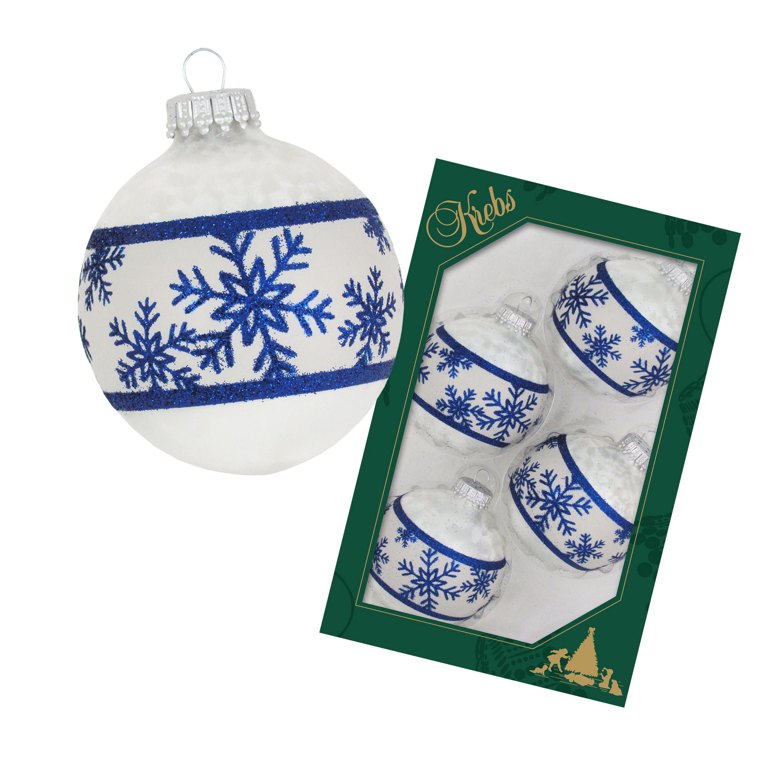 Krebs Glas Lauscha Christbaumkugeln Weiß 6x7x6 cm