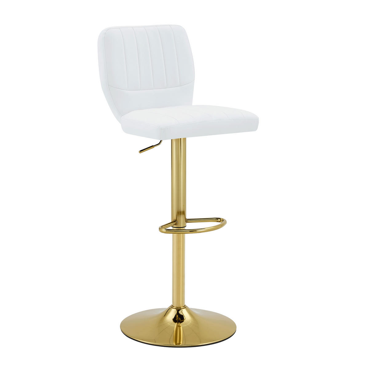 BARHOCKER Weiß-Gold 2er-Set höhenverstellbar drehbar 360° mit Kunstleder - Weiß, Metall (52/93/45cm) - PANGIVO