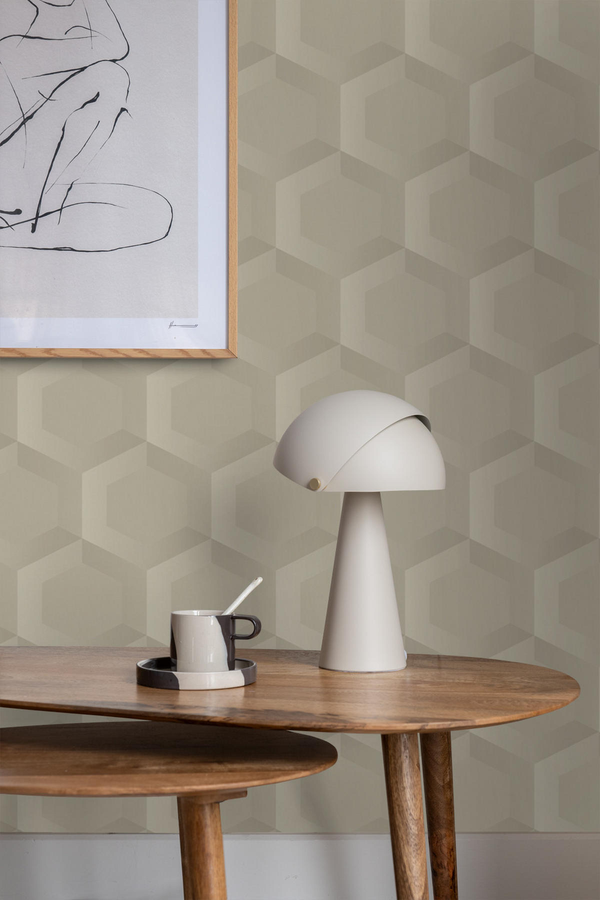 TAPETE 3D Wabenmuster 53 cm x 10.05 m - Beige, Papier (53/1000cm) - Origin Wallcoverings