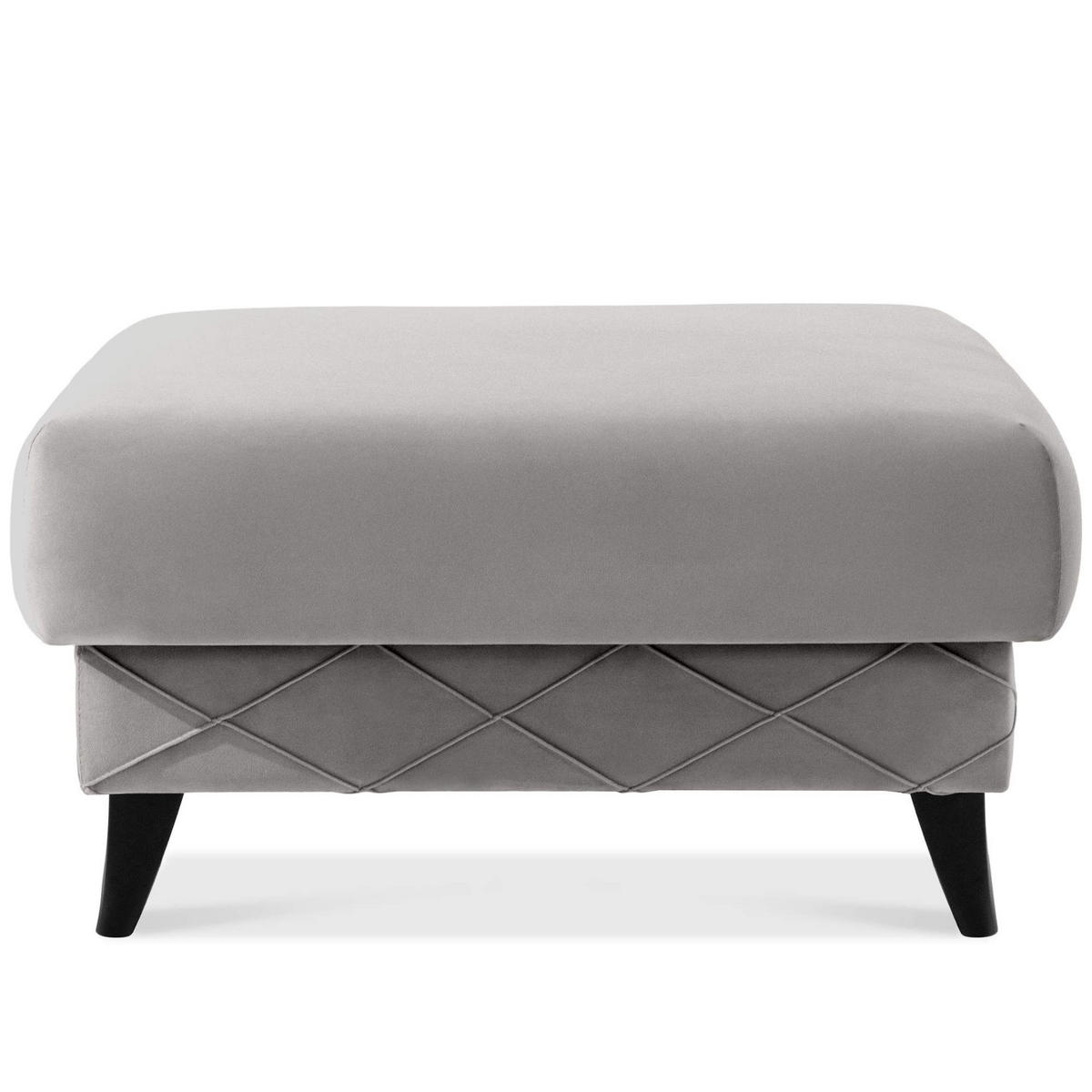 POUF GUSTAVO III Velours, Hellgrau - Hellgrau, Holz/Holzwerkstoff (92/49/92cm) - KONSIMO®