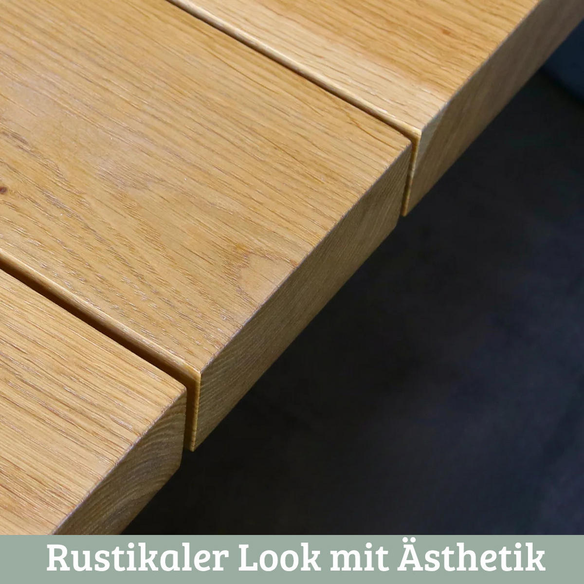 HOLZBANK MITCH Eiche Massiv 160x40x46 cm - Braun, Holz (160/46/40cm) - DELUKE