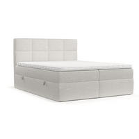 BOXBETT Oris 140/200 cm Hellbeige im Riva Stoff - Sandfarben/Schwarz, Holz/Holzwerkstoff (140/200cm) - AltaBeds