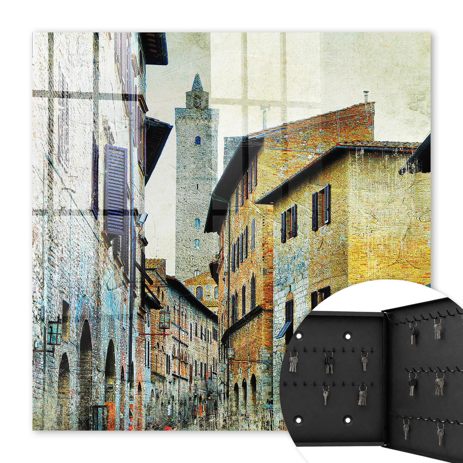SCHLÜSSELBOX Schwarz 30x30 cm- Türöffnung nach rechts - Mittelmeerstraße - Beige, Metall (30/30/5cm) - TULUP