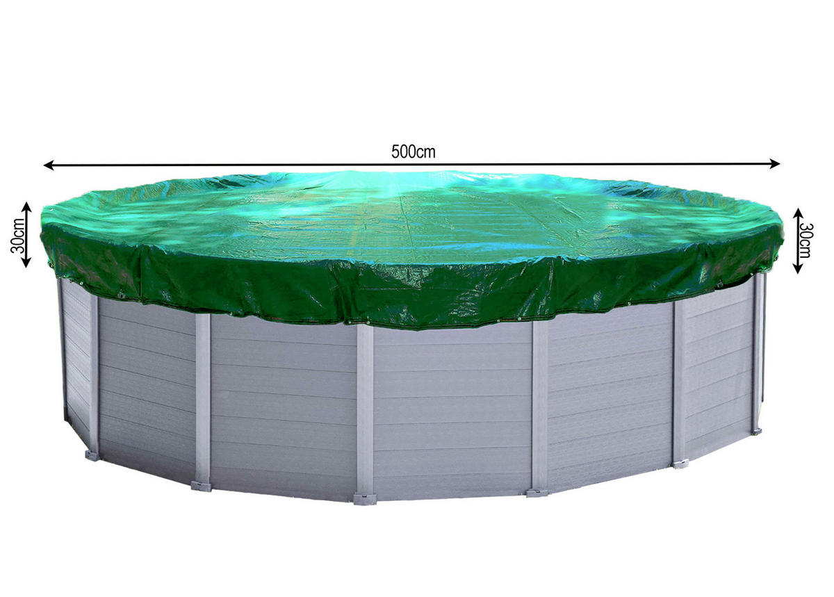 POOLABDECKUNG Rund Planenmaß Ø 560 cm für Pool 460-500 cm Grün - Grün, Kunststoff (560/560cm) - QUICK STAR