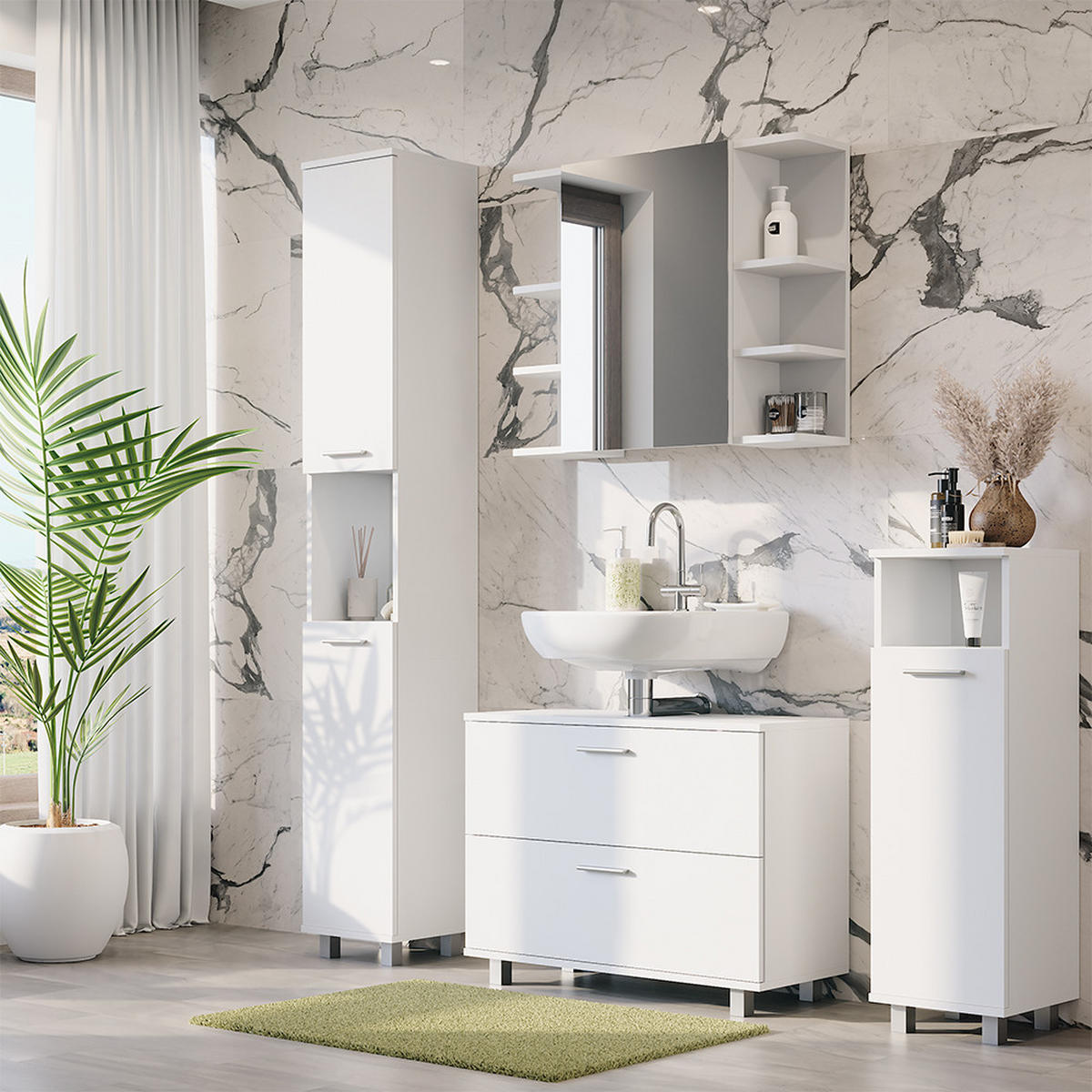 KOUPELNOVÝ NÁBYTEK Ilias Bílá - bílá, kompozitní dřevo (80.2/60.8/33cm) - Vicco