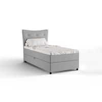 BOXBETT Nevada 100x200 cm Polsterbett mit hochwertiger Bonell-Matratze und Topper - grau - Grau, Holz (100/200cm) - Panda Möbel