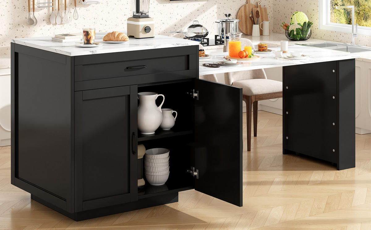 BARTISCH 98–204/70/93,5 cm, Schwarz - Schwarz, Holzwerkstoff (70/93.5/204cm)