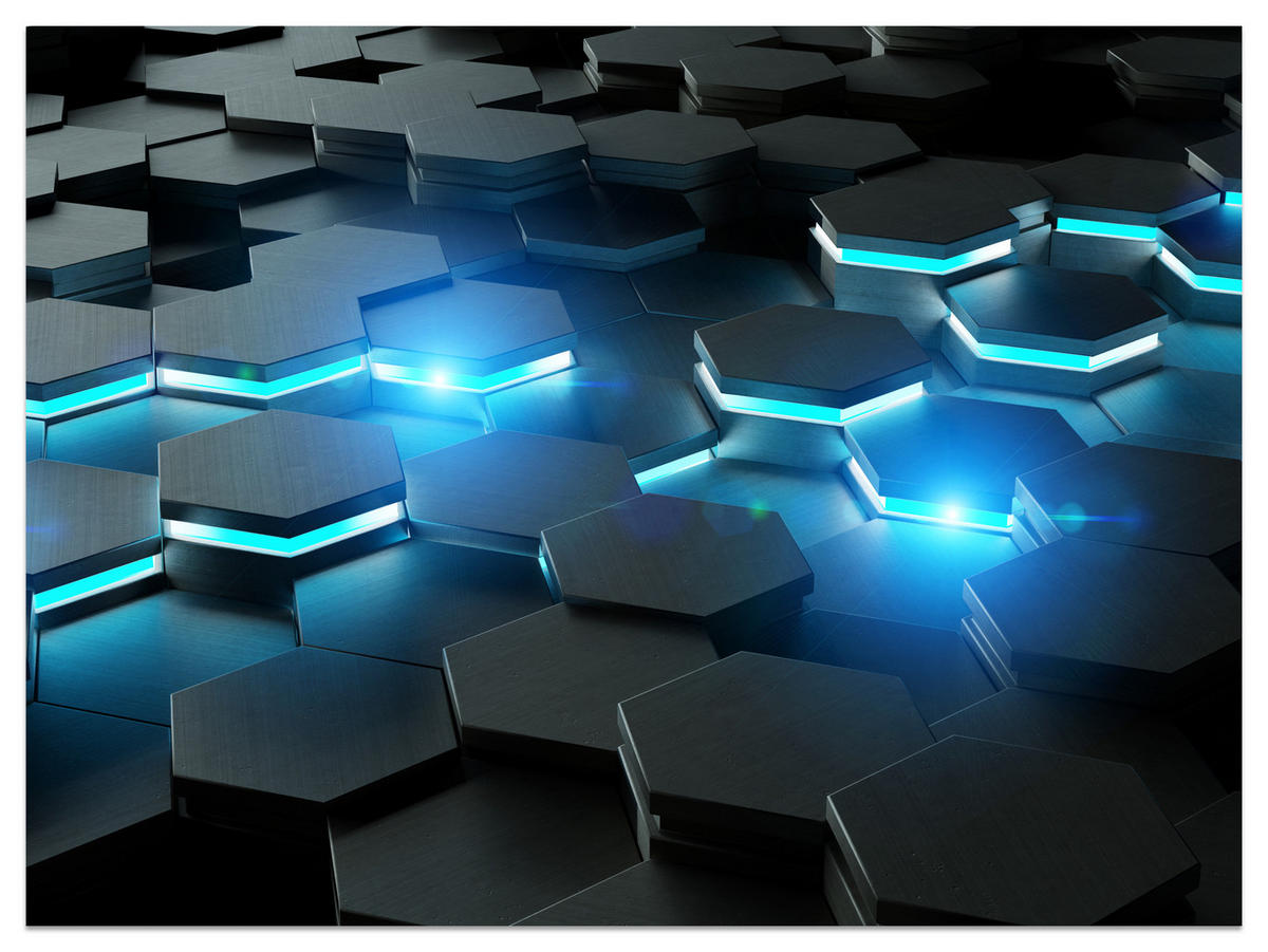 FOTOTAPETE für Jugendzimmer Schwarz Blau Hexagone 500x350 - Blau/Schwarz, Papier (500/350cm) - Muralo