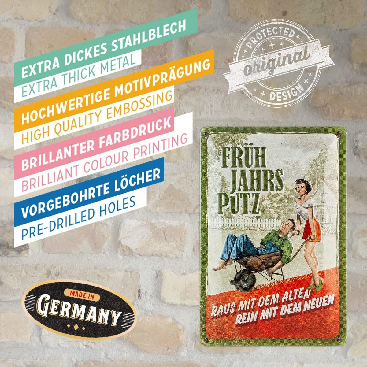 BLECHSCHILD 20/30 cm Home & Country Frühjahrsputz - Multicolor, Metall (20/30/0.2cm) - Nostalgic-Art