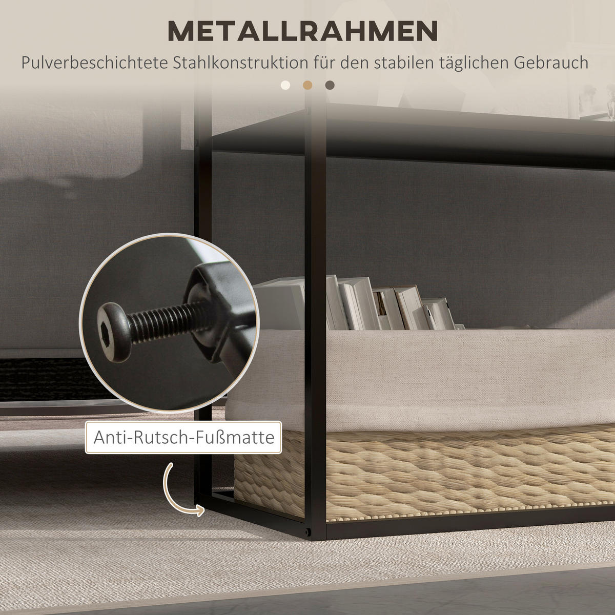 KONSOLENTISCH, 2 Etagen, 90 x 30 x 75cm - Schwarz, Metall (90/30/75cm) - HOMCOM