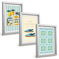 BILDER SET 3er Set - 20x30 cm Silberner Rahmen - Früchte, Elemente der italienischen Kultur - Silberfarben, Kunststoff (20/30cm) - TULUP