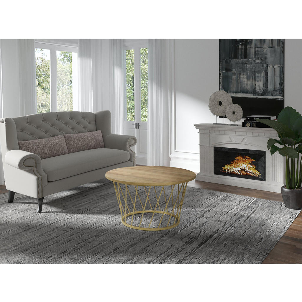 Thumbnail - Möblo Couchtisch, Gold, Holzwerkstoff, Oval, 92x49x92 cm, Wohnzimmer, Wohnzimmertische, Couchtische