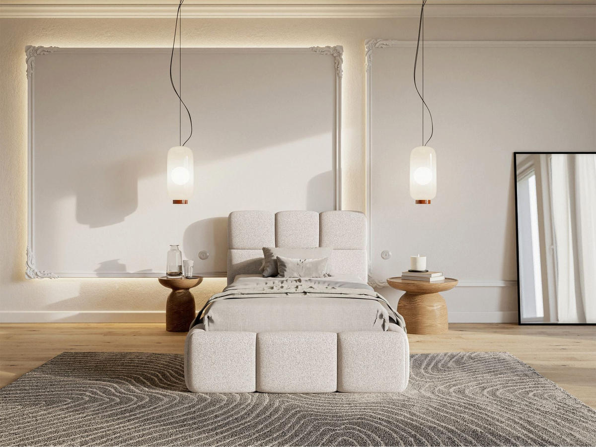 POLSTERBETT Cloudy Hellbeige Chenille, 90x200 cm - Ecru/Schwarz, Kunststoff/Textil (90/200cm) - Selsey
