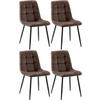 STUHL 4er Set Samt Braun - Schwarz/Braun, Textil/Metall (45/84/55cm) - CLP