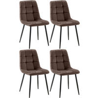 STUHL 4er Set Samt Braun - Schwarz/Braun, Textil/Metall (45/84/55cm) - CLP