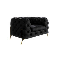 CHESTERFIELD-SESSEL Lexi Schwarz Samt - Goldfarben/Schwarz, Holz/Textil (125/75/100cm) - S-Style Möbel