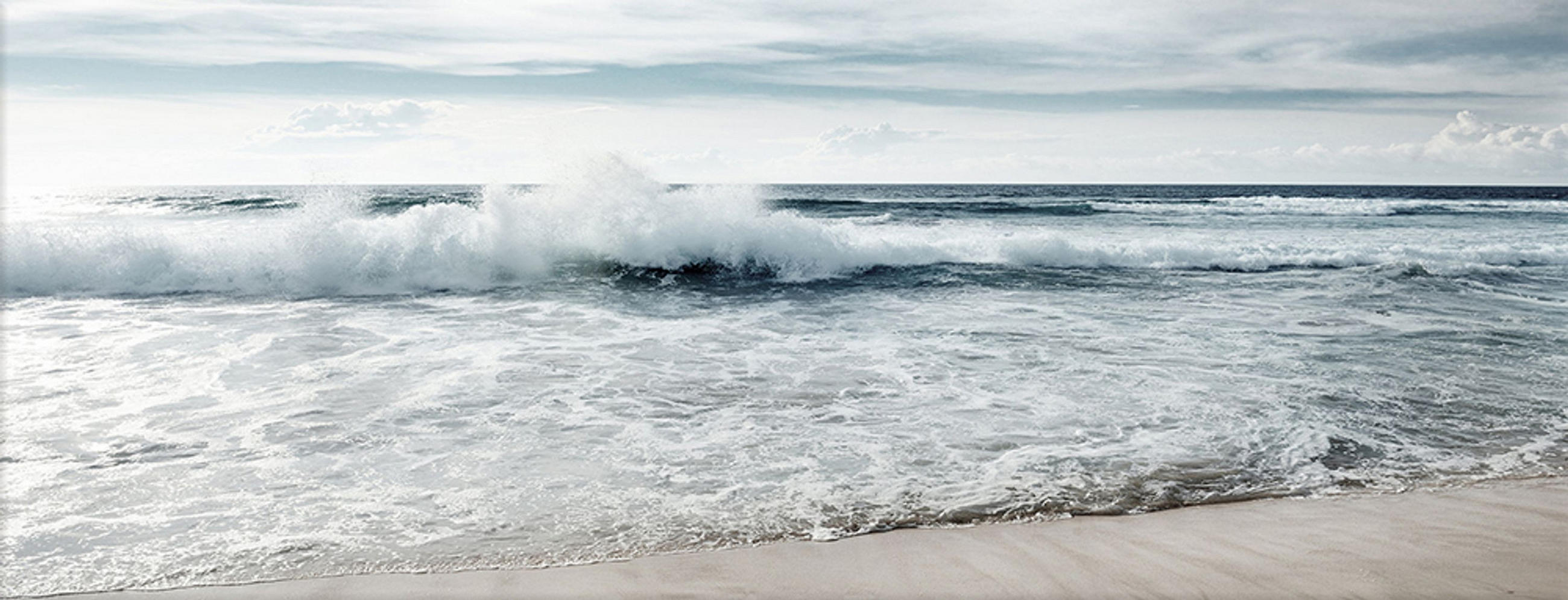 GLASBILD 80x30 cm Wellen am Meer - Beige, Glas (80/30cm) - artissimo