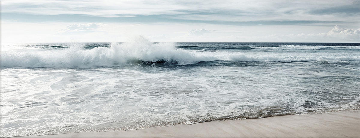 GLASBILD 80x30 cm Wellen am Meer - Beige, Glas (80/30cm) - artissimo